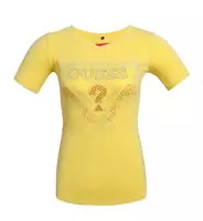 tee shirt mujer guess short sleeve genereux cotton 2013 france sm plump yellow red